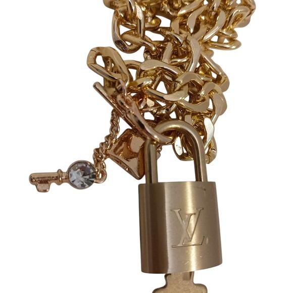 Authentic Louis Vuitton Padlock Lock Key Necklace #318 Necklace Charms Preppy - Picture 3 of 13